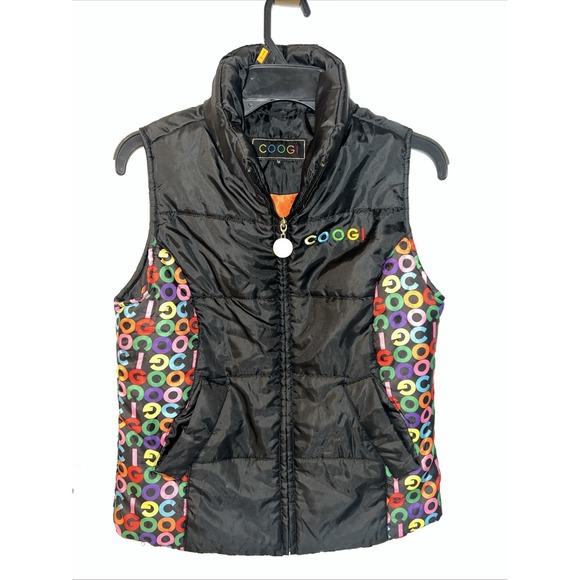 Coogi Women's Spell Out Colors Of The Rainbow‎ Puffer Vest Size Medium - Picture 1 of 7